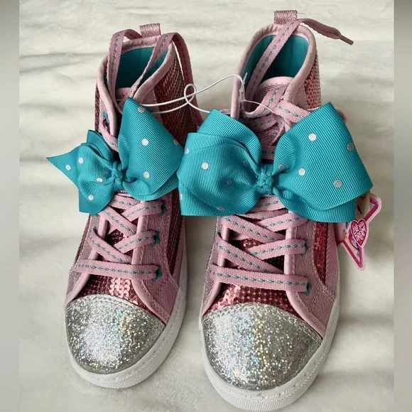 Nickelodeon Pink Glitter Kids Sneakers with Blue Bow - Picture 4 of 11
